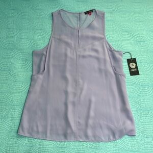 Vince camuto purple sheer panel top